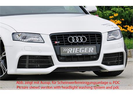 Rieger front bumper for Audi A4 S4 B8, B81 avant, Saloon before facelift,  ABS, for cars without headlight washing system and park distance control  (PDC)