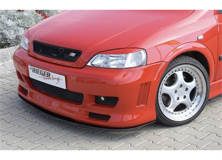 Rieger front bumper for Opel Astra G 3-dr., 5-dr., Cabrio, Caravan,  fastback, Hatchback, Coupe, notchback, ABS, with side ribs, for cars  without headlight washing system