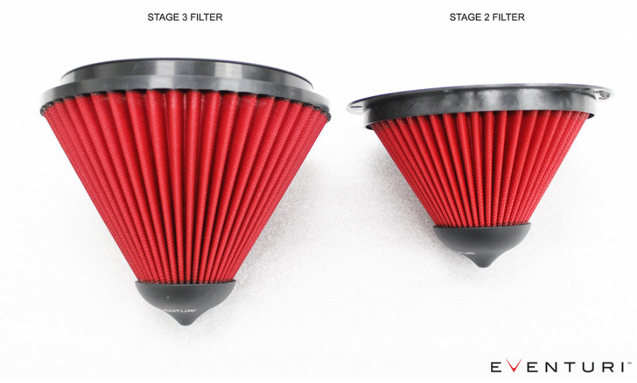 Porovnání vzduchového filtru Eventuri standardní verze a Stage 3 pro Audi RS3
